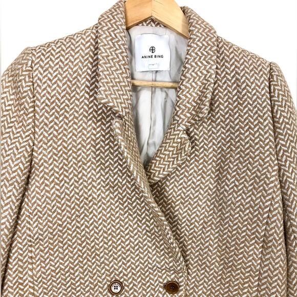 Anine Bing Fishbone Blazer in Tan and Cream Size XS - Picture 4 of 10